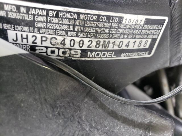 2008 HONDA CBR 600RR JH2PC40028M104188