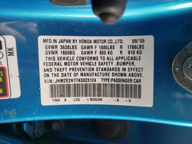 2010 HONDA INSIGHT EX - JHMZE2H77AS023124