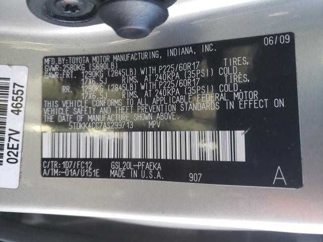 2010 TOYOTA SIENNA CE 5TDKK4CC7AS299713