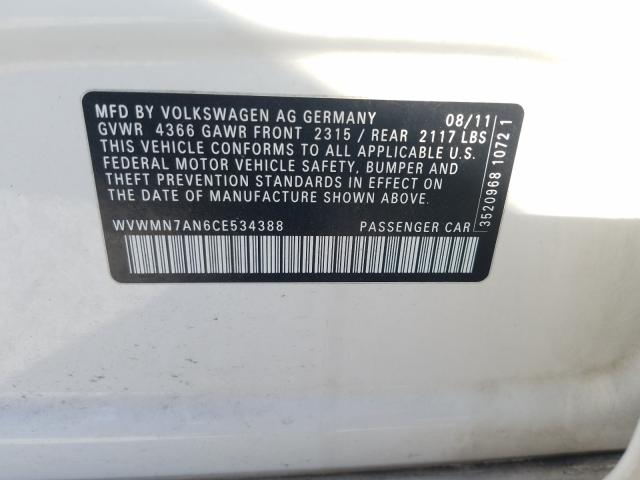 2012 VOLKSWAGEN CC SPORT WVWMN7AN6CE534388