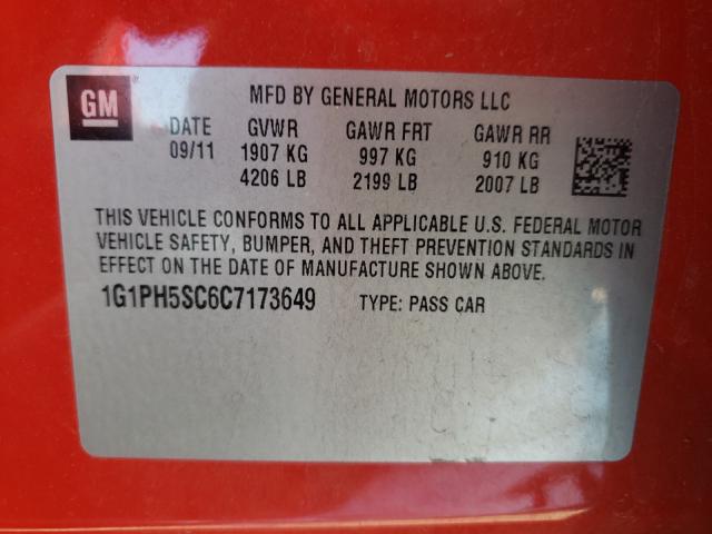 2012 CHEVROLET CRUZE LTZ 1G1PH5SC6C7173649