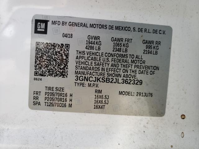 2018 CHEVROLET TRAX LS 3GNCJKSB2JL362329