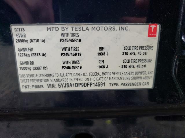 2013 TESLA MODEL S 5YJSA1DP9DFP14591