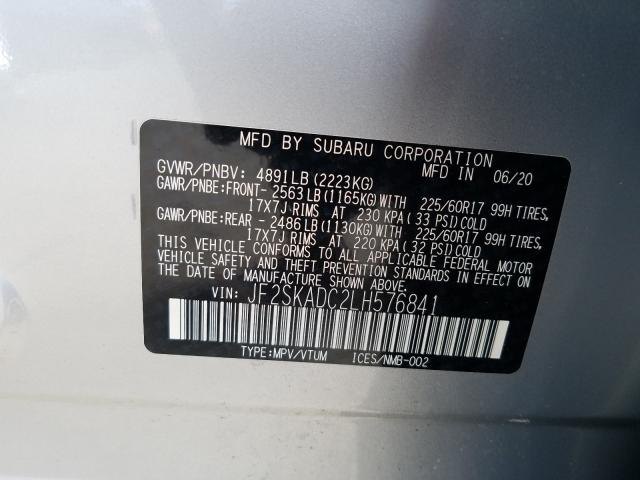 2020 SUBARU FORESTER JF2SKADC2LH576841