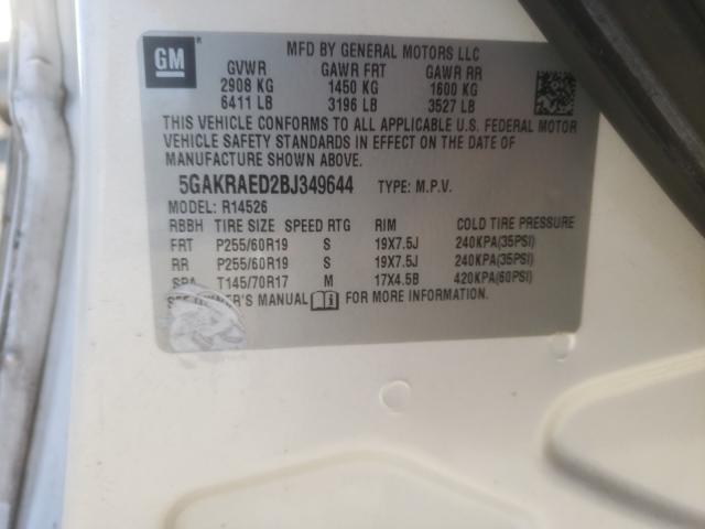2011 BUICK ENCLAVE CX 5GAKRAED2BJ349644