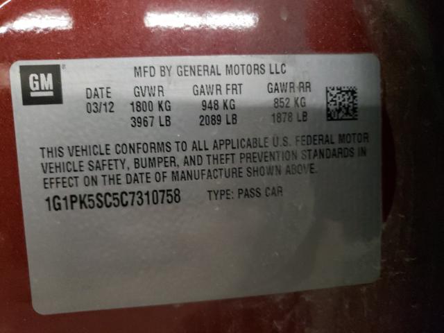 2012 CHEVROLET CRUZE ECO 1G1PK5SC5C7310758