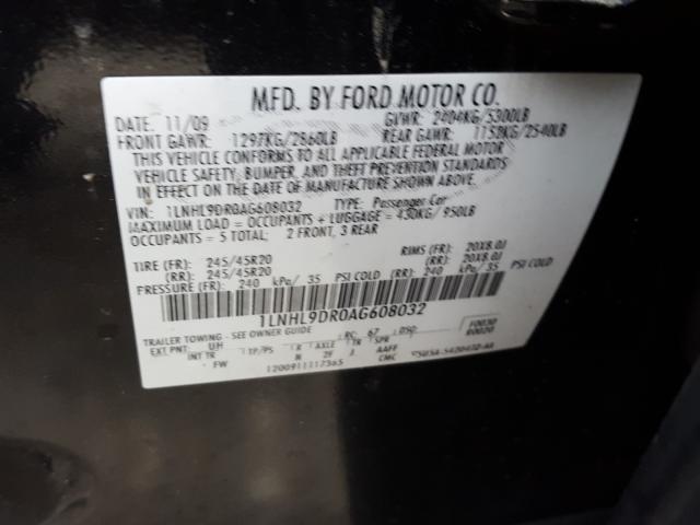2010 LINCOLN MKS 1LNHL9DR0AG608032