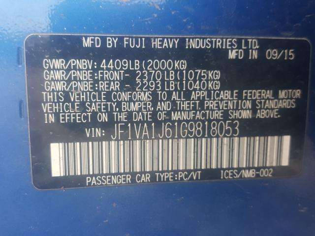 2016 SUBARU WRX LIMITE JF1VA1J61G9818053