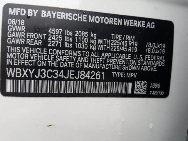 2018 BMW X2 SDRIVE2 WBXYJ3C34JEJ84261