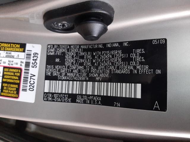 2010 TOYOTA SIENNA CE 5TDKK4CC7AS289814