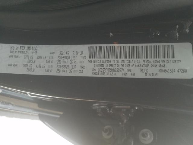 2019 RAM 1500 LIMIT 1C6SRFHT9KN839674