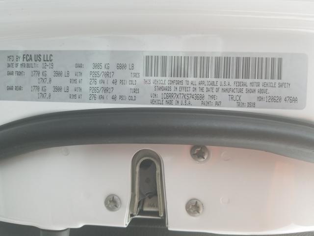 2019 RAM 1500 CLASS 1C6RR7XT7KS743680