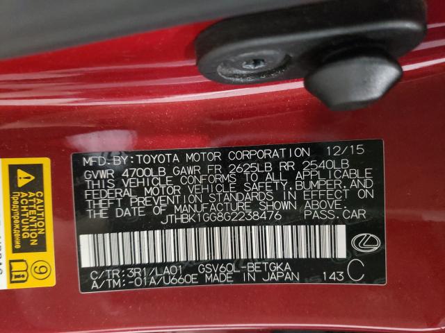 2016 LEXUS ES 350 JTHBK1GG8G2238476