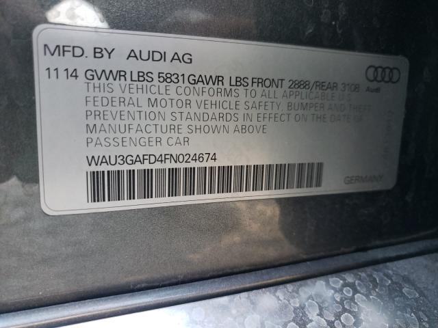 2015 AUDI A8 L QUATT WAU3GAFD4FN024674
