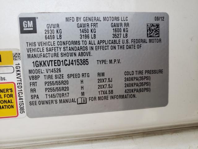 2012 GMC ACADIA DEN 1GKKVTED1CJ415385