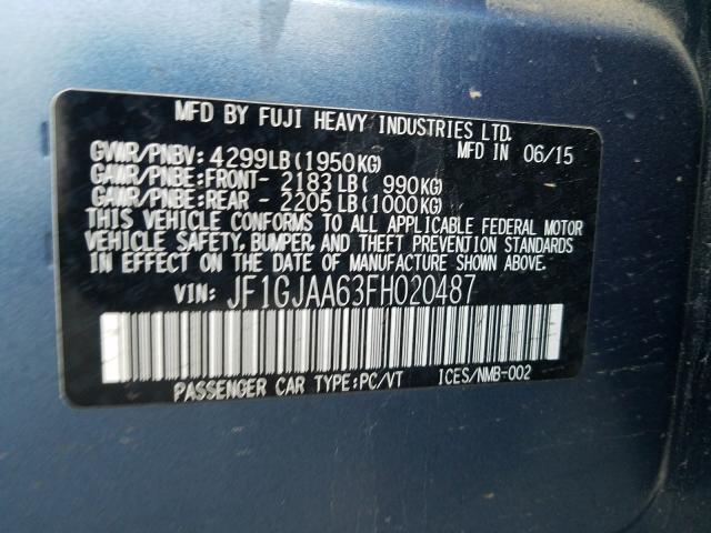 2015 SUBARU IMPREZA JF1GJAA63FH020487