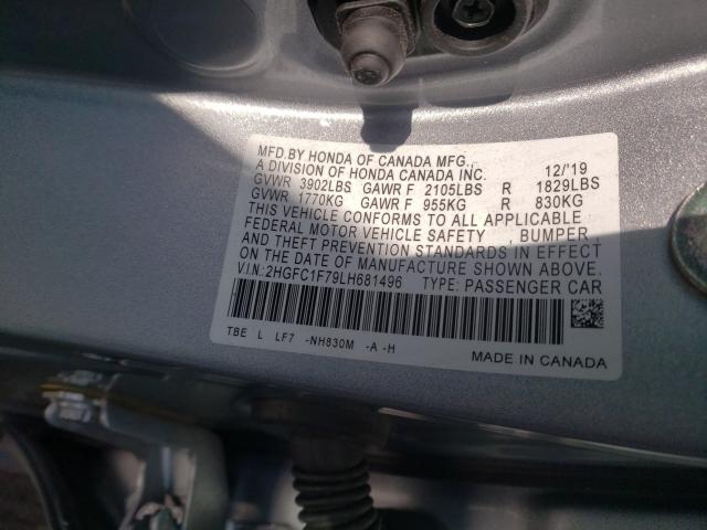 2020 HONDA CIVIC EXL 2HGFC1F79LH681496