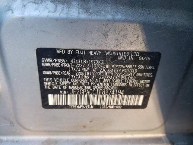 2015 SUBARU XV CROSSTR JF2GPACC1F8274194