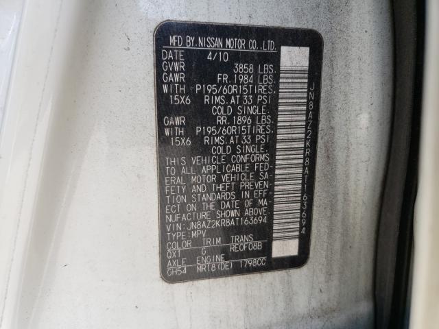 2010 NISSAN CUBE JN8AZ2KR8AT163694