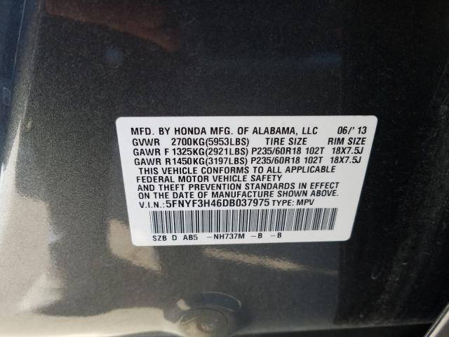 2013 HONDA PILOT EX 5FNYF3H46DB037975