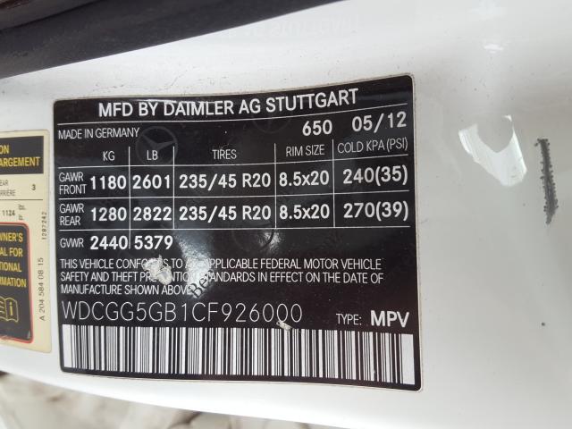 2012 MERCEDES-BENZ GLK 350 WDCGG5GB1CF926000