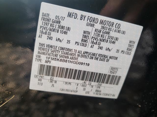 2017 FORD EXPLORER 1FM5K8B81HGD09119