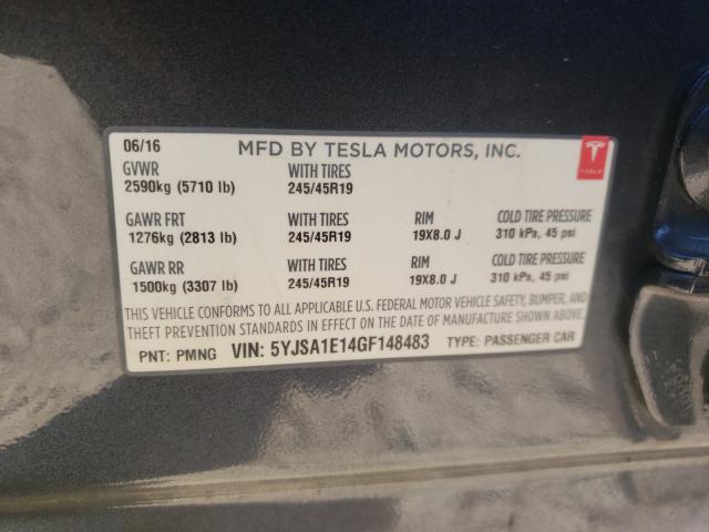 2016 TESLA MODEL S 5YJSA1E14GF148483
