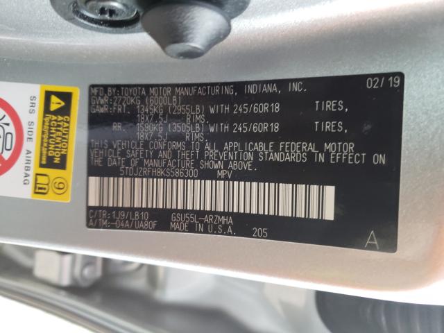 2019 TOYOTA HIGHLANDER 5TDJZRFH8KS586300