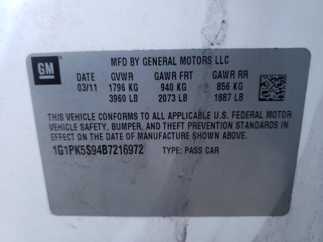 2011 CHEVROLET CRUZE ECO 1G1PK5S94B7216972