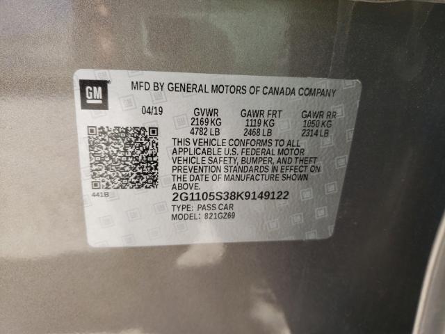 2019 CHEVROLET IMPALA PRE 2G1105S38K9149122