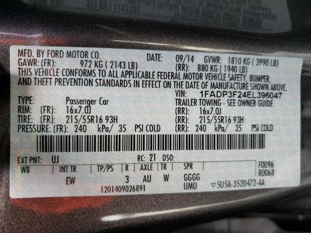 2014 FORD FOCUS 1FADP3F24EL396047
