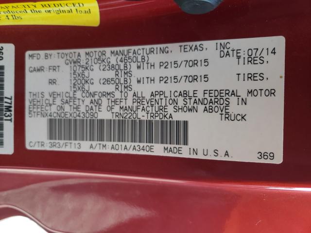2014 TOYOTA TACOMA 5TFNX4CN0EX043090
