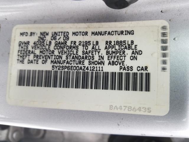 2010 PONTIAC VIBE 5Y2SP6E00AZ412111