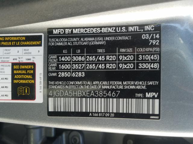 2014 MERCEDES-BENZ ML 350 4MA 4JGDA5HBXEA385467