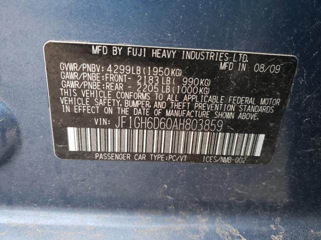 2010 SUBARU IMPREZA OU JF1GH6D60AH803859