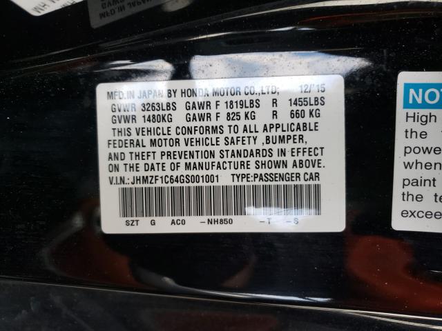 2016 HONDA CR-Z EX JHMZF1C64GS001001