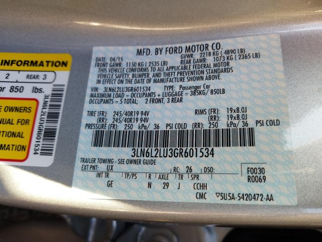 2016 LINCOLN MKZ HYBRID 3LN6L2LU3GR601534