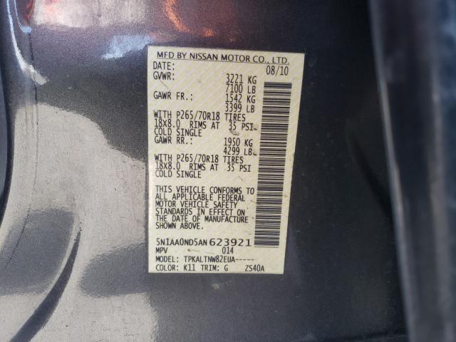 2010 NISSAN ARMADA SE 5N1AA0ND5AN623921