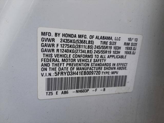 2014 ACURA MDX TECHNO 5FRYD3H41EB009720