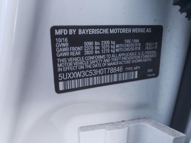 2017 BMW X4 XDRIVE2 5UXXW3C53H0T78846