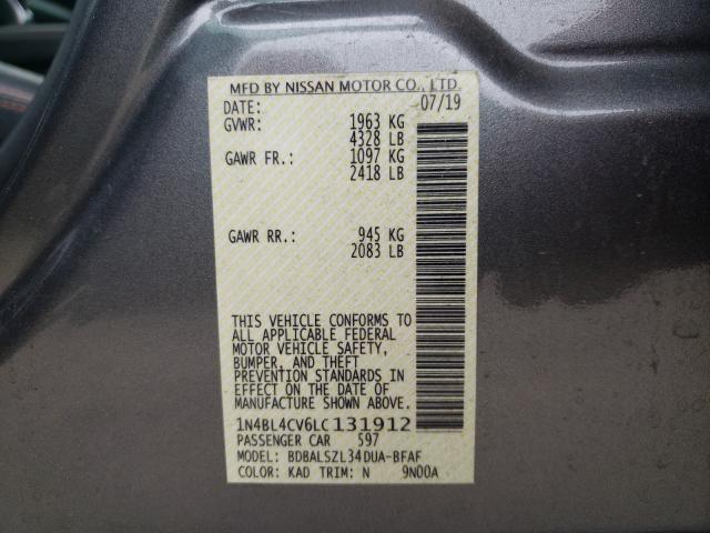 2020 NISSAN ALTIMA SR 1N4BL4CV6LC131912