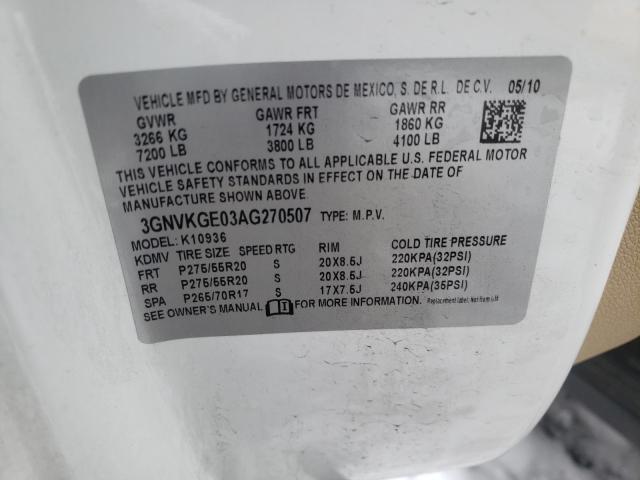 2010 CHEVROLET AVALANCHE 3GNVKGE03AG270507