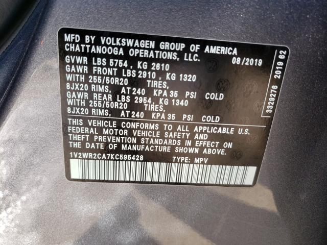 2019 VOLKSWAGEN ATLAS SE 1V2WR2CA7KC595428