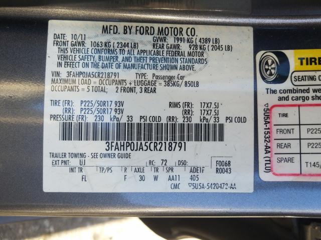 2012 FORD FUSION SEL - 3FAHP0JA5CR218791