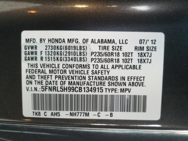 2012 HONDA ODYSSEY TO 5FNRL5H99CB134915