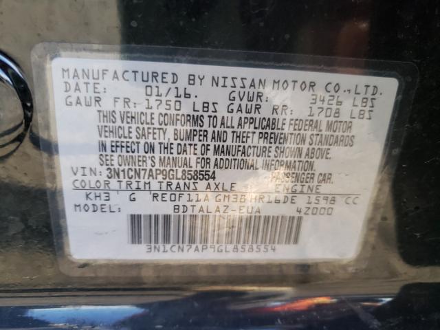 2016 NISSAN VERSA 3N1CN7AP9GL858554