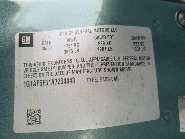 2010 CHEVROLET COBALT 2LT - 1G1AF5F51A7234443