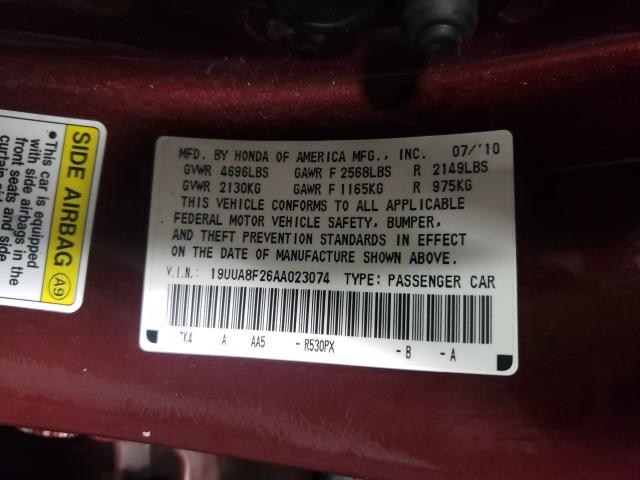 2010 ACURA TL 19UUA8F26AA023074