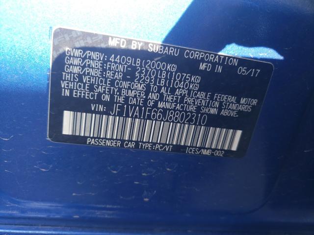 2018 SUBARU WRX LIMITE JF1VA1F66J8802310