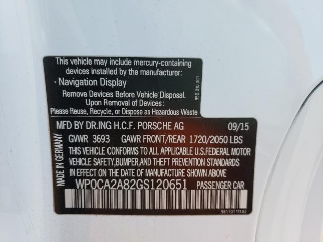 2016 PORSCHE BOXSTER WP0CA2A82GS120651